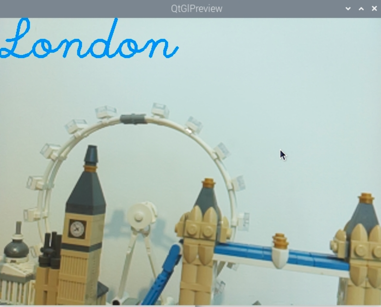 Lego set for London with blue text 'London' in top left corner